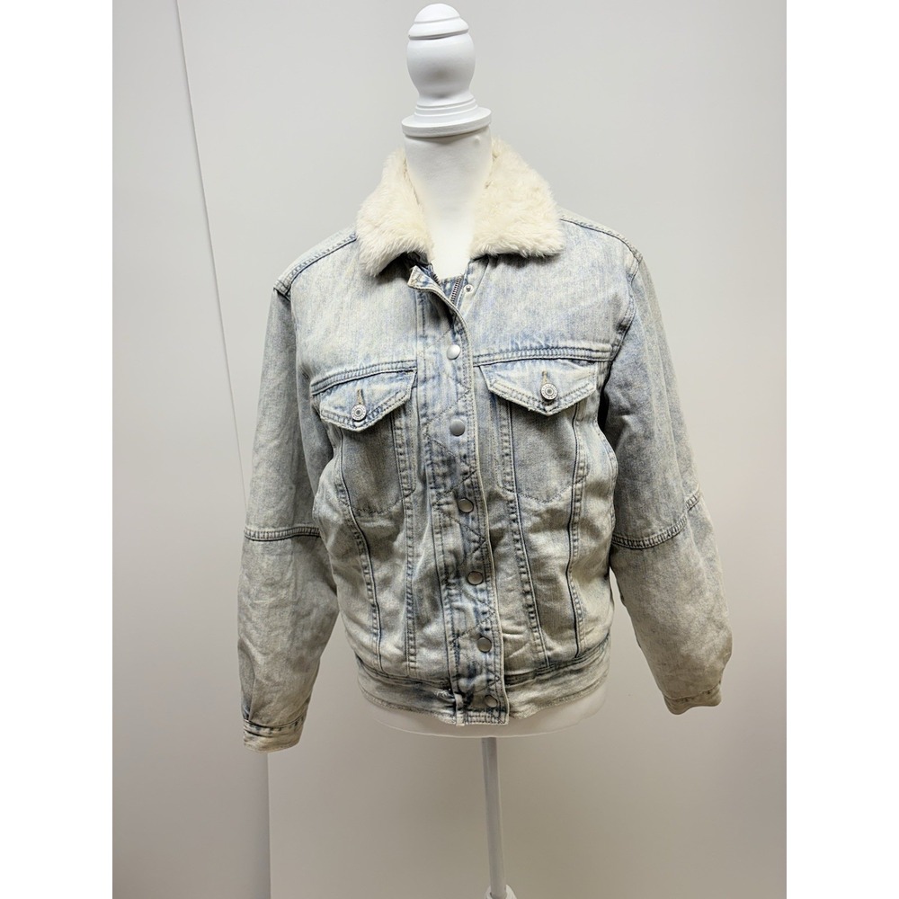 American Eagle Denim XS Jean Jacket Distressed Bleach Denim‎